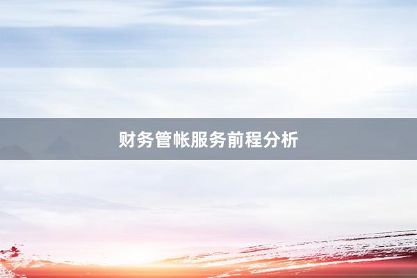 财务管帐服务前程分析